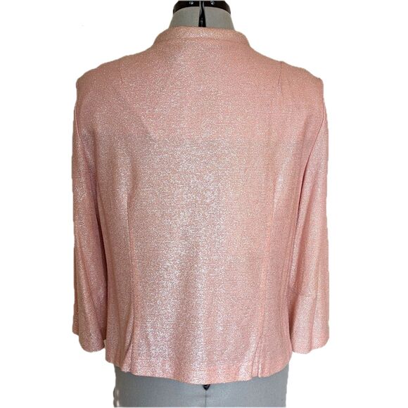 VTG 1960s Mod Pink Lamé Evening Jacket with "Confetti Lucite" Buttons, Sz 8/10 - Picture 2 of 11
